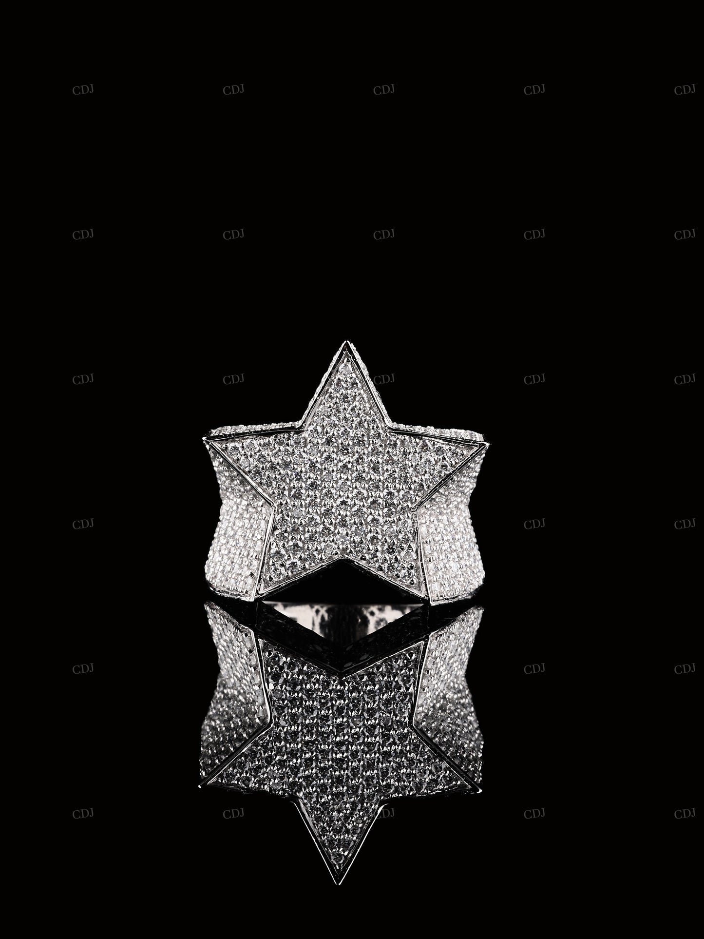 Star Shape Moissanite Sterling Silver Ring