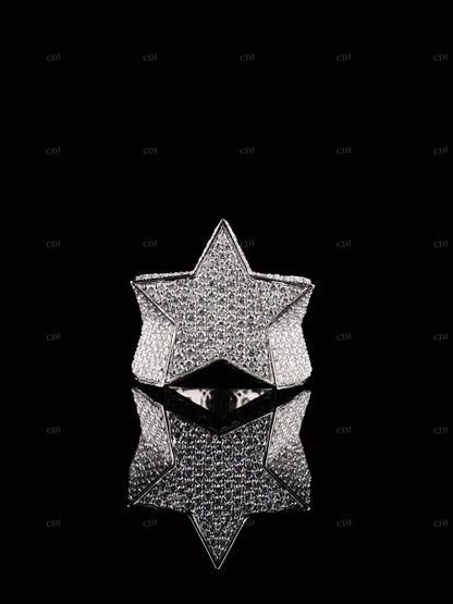 Star Shape Moissanite Sterling Silver Ring