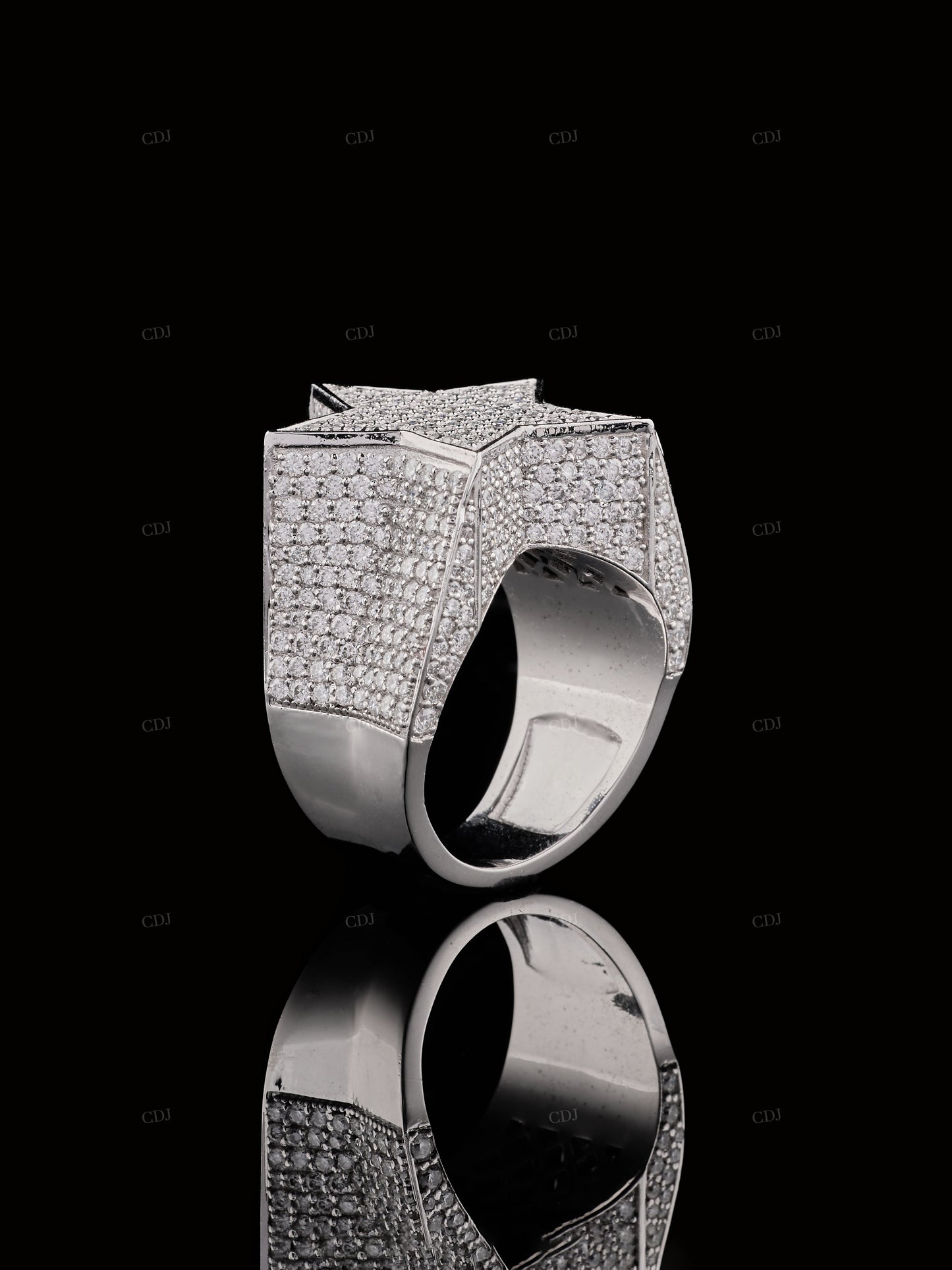 Star Shape Moissanite Sterling Silver Ring