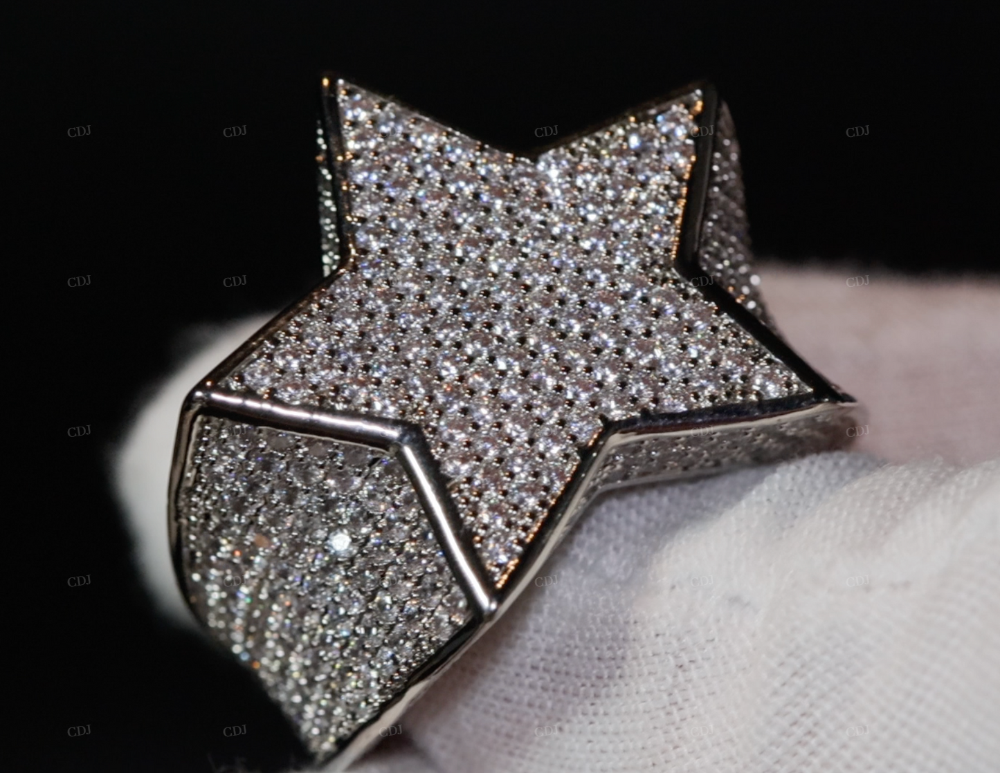 Star Shape Moissanite Sterling Silver Ring
