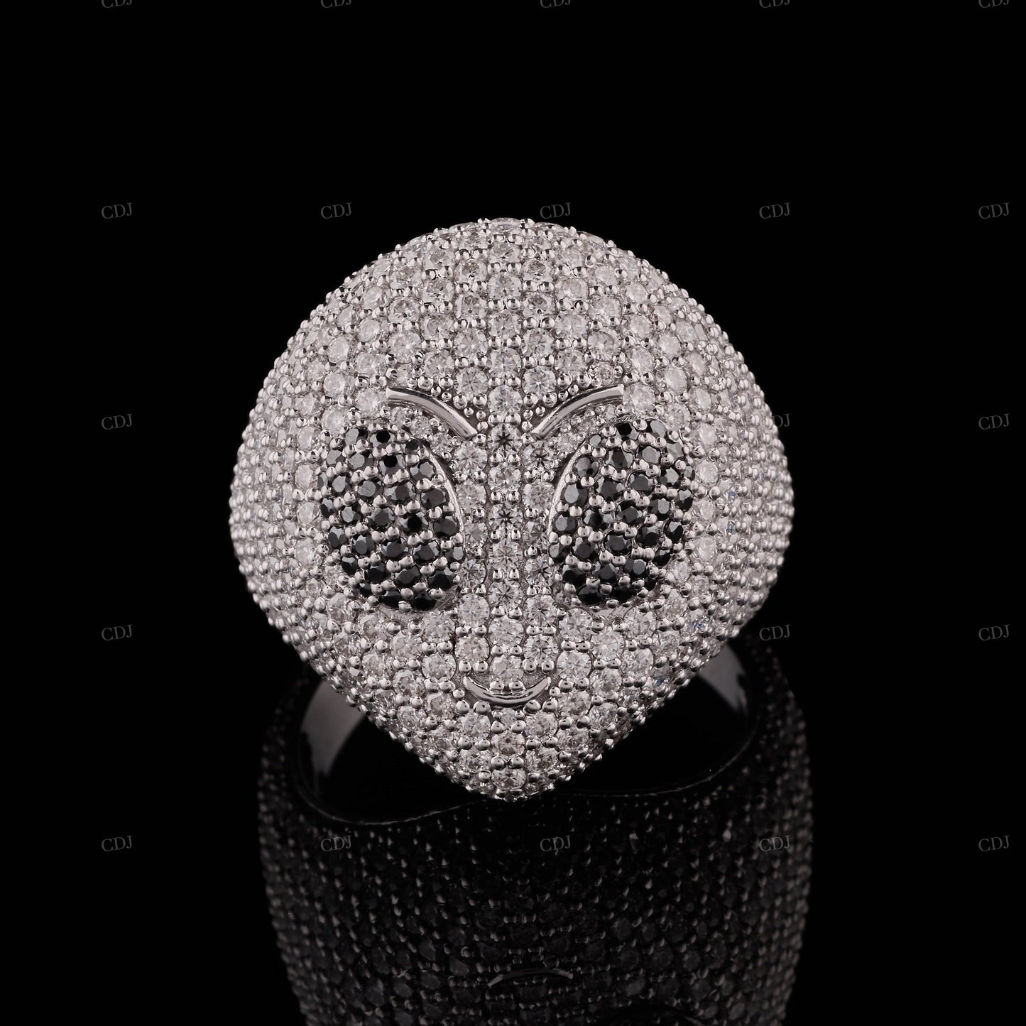 Alien Face Moissanite Sterling Silver Ring
