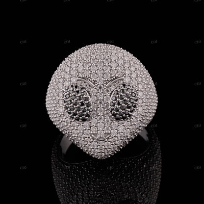 Alien Face Moissanite Sterling Silver Ring