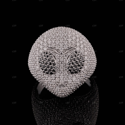 Alien Face Moissanite Sterling Silver Ring