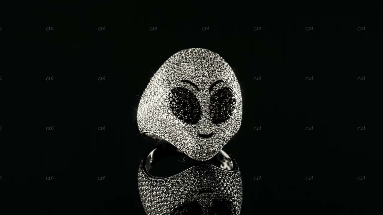 Alien Face Moissanite Sterling Silver Ring