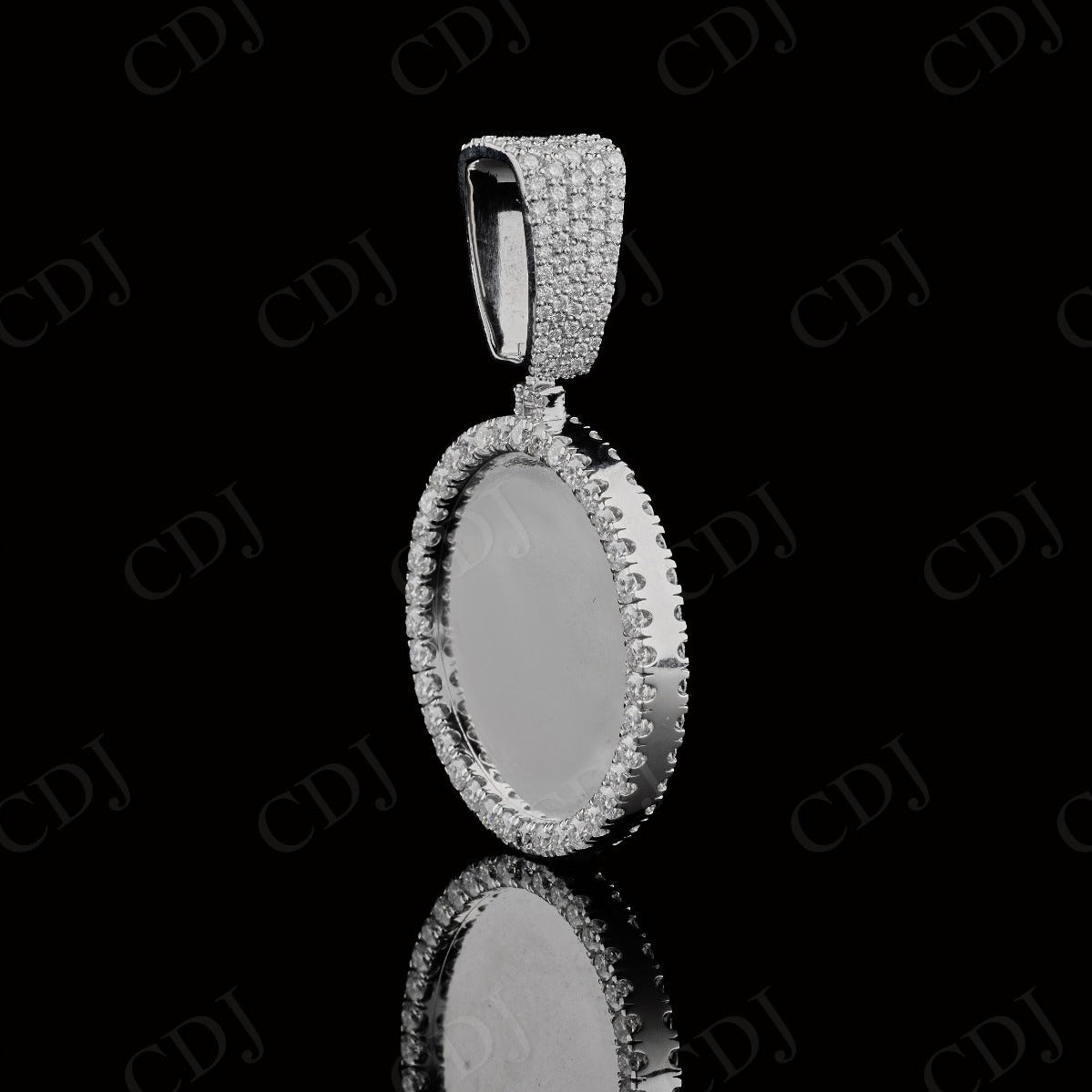 1.75" Sterling Silver Moissanite 2 Sided Photo Pendant