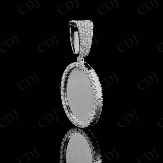 1.75" Sterling Silver Moissanite 2 Sided Photo Pendant