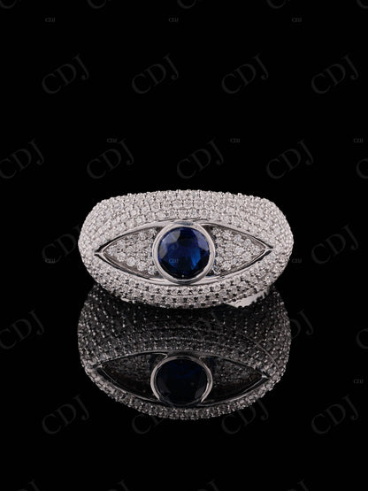 Black Eye Shape Moissanite Sterling Silver Ring