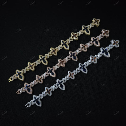 Big Small Marquise Moissanite Silver Bracelet