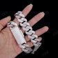 18mm Square Middle Big Diamond Moissanite Sterling Silver Cuban Chain