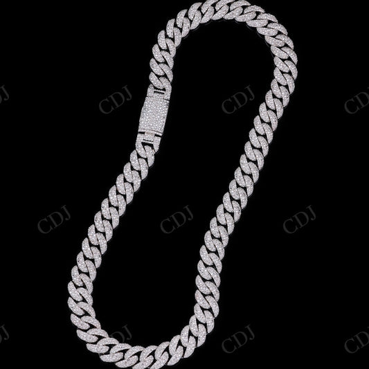 16mm Inverted Diamond Mosaic Setting Silver Moissanite chain