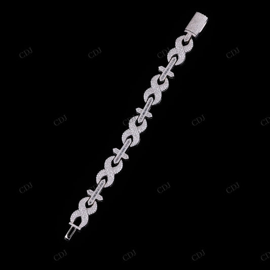 Baguette Cross infinity Moissanite Silver Bracelet