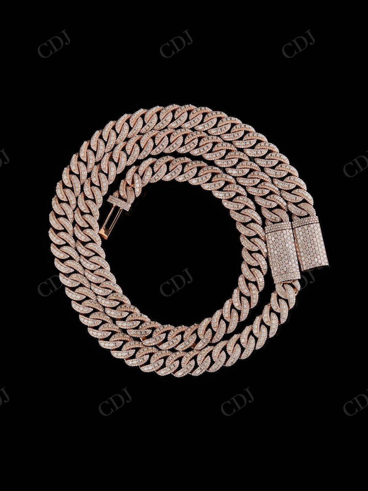18mm Middle Lock baguette Moissanite S925 Chain