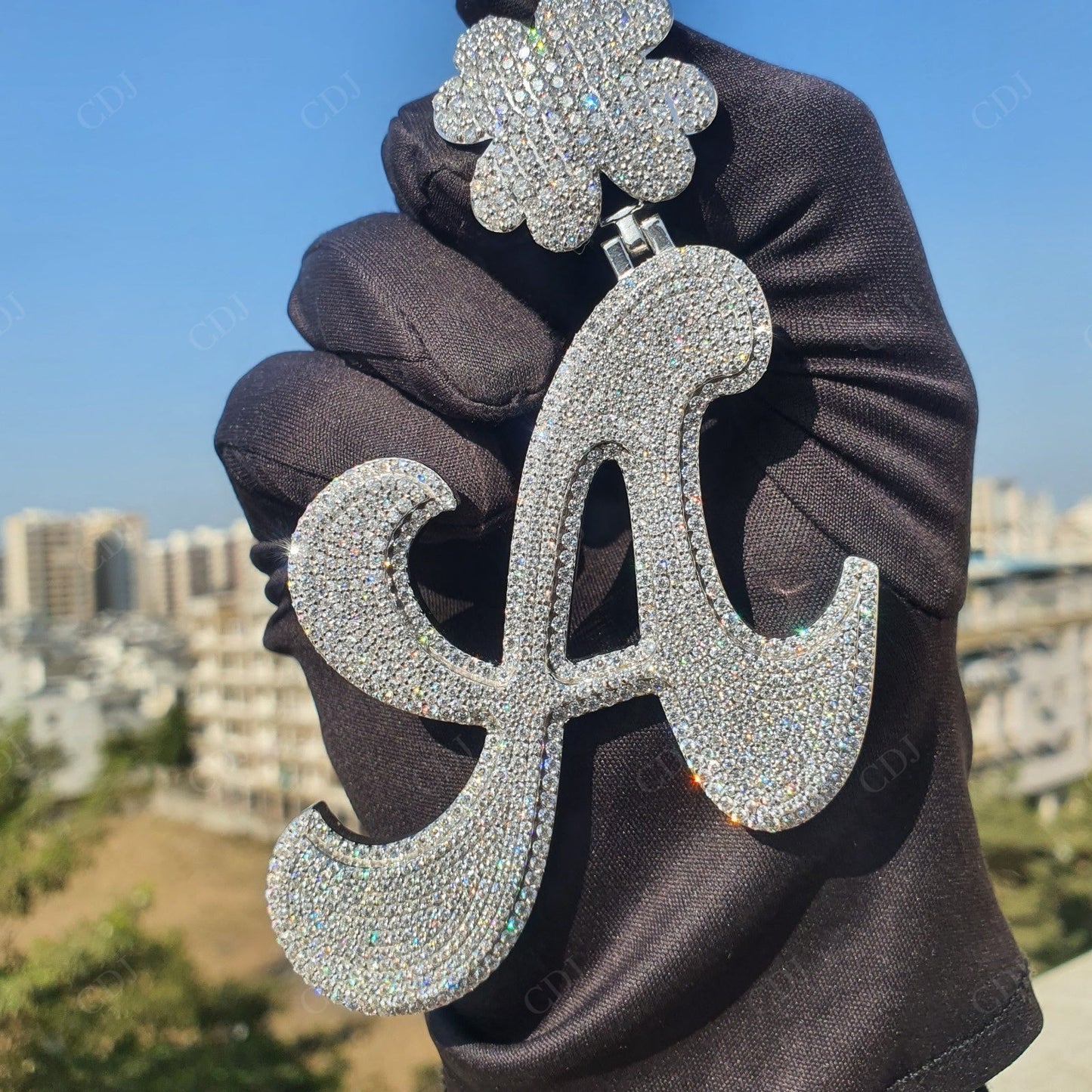 2.5" Silver Moissanite A Pendant