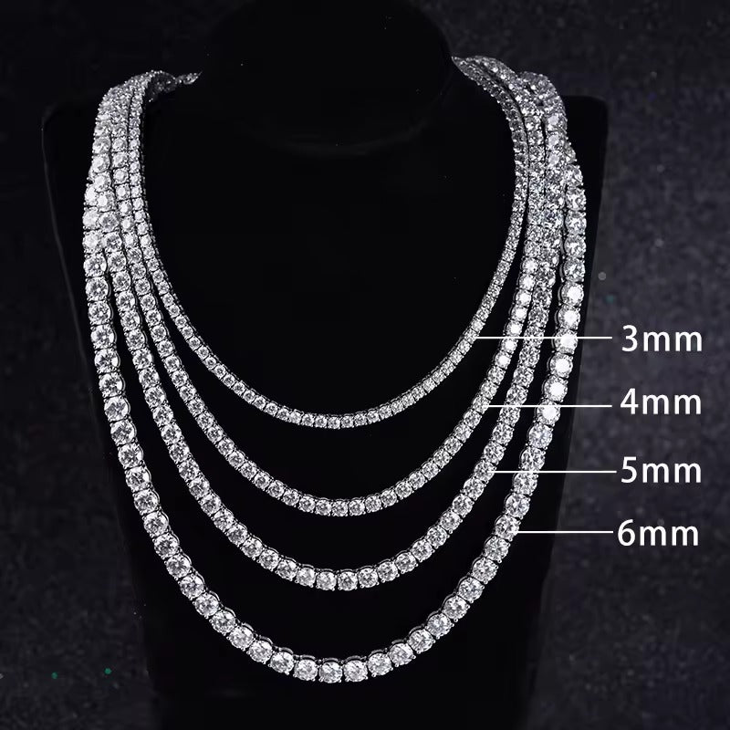3MM Iced Out 925 Silver Moissanite Tennis Chain