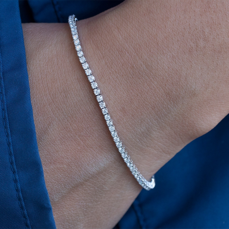 2MM Moissanite Diamond 925 Sterling Silver Tennis Chain