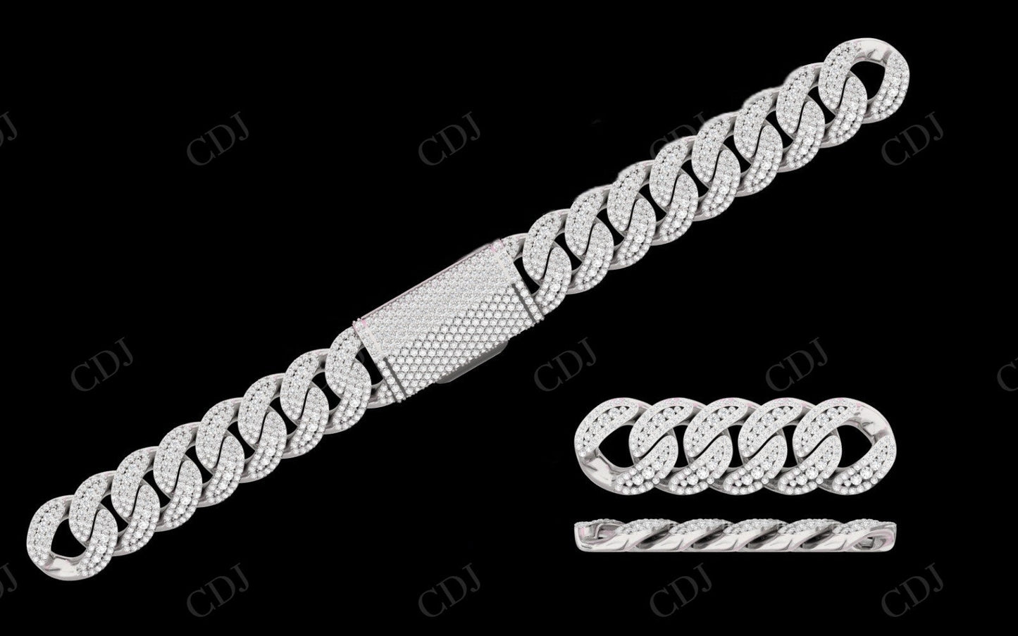 18mm Middle Big Diamond Round Sterling Silver Moissanite Cuban Chain